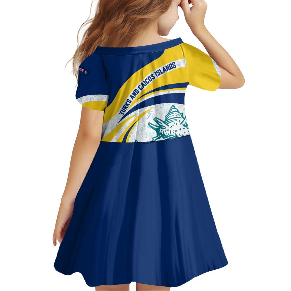 Turks and Caicos Islands Family Matching Puletasi and Hawaiian Shirt with Sea Shell Graphic and Yellow Blue Wave Design - Wonder Print Shop