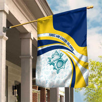 Turks and Caicos Islands Garden Flag with Sea Shell Graphic and Yellow Blue Wave Design - Wonder Print Shop