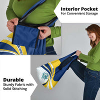 Turks and Caicos Islands Grocery Bag with Sea Shell Graphic and Yellow Blue Wave Design - Wonder Print Shop