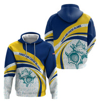 Turks and Caicos Islands Hoodie with Sea Shell Graphic and Yellow Blue Wave Design - Wonder Print Shop