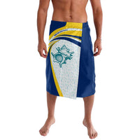 Turks and Caicos Islands Lavalava with Sea Shell Graphic and Yellow Blue Wave Design - Wonder Print Shop