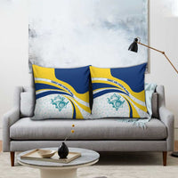 Turks and Caicos Islands Pillow Cover with Sea Shell Graphic and Yellow Blue Wave Design - Wonder Print Shop