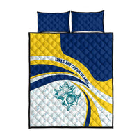 Turks and Caicos Islands Quilt Bed Set with Sea Shell Graphic and Yellow Blue Wave Design - Wonder Print Shop