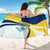 Turks and Caicos Islands Sarong with Sea Shell Graphic and Yellow Blue Wave Design - Wonder Print Shop