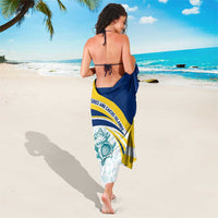 Turks and Caicos Islands Sarong with Sea Shell Graphic and Yellow Blue Wave Design - Wonder Print Shop