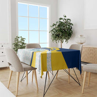 Turks and Caicos Islands Tablecloth with Sea Shell Graphic and Yellow Blue Wave Design - Wonder Print Shop