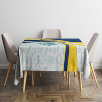 Turks and Caicos Islands Tablecloth with Sea Shell Graphic and Yellow Blue Wave Design - Wonder Print Shop