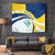 Turks and Caicos Islands Tapestry with Sea Shell Graphic and Yellow Blue Wave Design - Wonder Print Shop