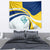 Turks and Caicos Islands Tapestry with Sea Shell Graphic and Yellow Blue Wave Design - Wonder Print Shop