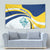 Turks and Caicos Islands Tapestry with Sea Shell Graphic and Yellow Blue Wave Design - Wonder Print Shop