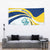 Turks and Caicos Islands Tapestry with Sea Shell Graphic and Yellow Blue Wave Design - Wonder Print Shop
