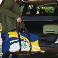 Turks and Caicos Islands Travel Bag with Sea Shell Graphic and Yellow Blue Wave Design - Wonder Print Shop