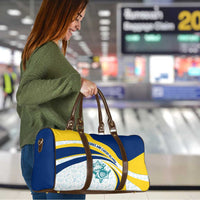 Turks and Caicos Islands Travel Bag with Sea Shell Graphic and Yellow Blue Wave Design - Wonder Print Shop