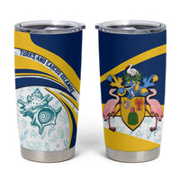 Turks and Caicos Islands Tumbler Cup with Sea Shell Graphic and Yellow Blue Wave Design - Wonder Print Shop