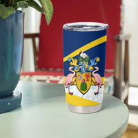 Turks and Caicos Islands Tumbler Cup with Sea Shell Graphic and Yellow Blue Wave Design - Wonder Print Shop