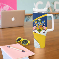 Turks and Caicos Islands Tumbler With Handle with Sea Shell Graphic and Yellow Blue Wave Design - Wonder Print Shop