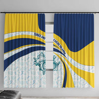 Turks and Caicos Islands Window Curtain with Sea Shell Graphic and Yellow Blue Wave Design - Wonder Print Shop