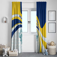 Turks and Caicos Islands Window Curtain with Sea Shell Graphic and Yellow Blue Wave Design - Wonder Print Shop