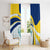Turks and Caicos Islands Window Curtain with Sea Shell Graphic and Yellow Blue Wave Design - Wonder Print Shop