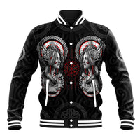 Viking Shieldmaiden Baseball Jacket with Viking Compass Vegvisir - Wonder Print Shop