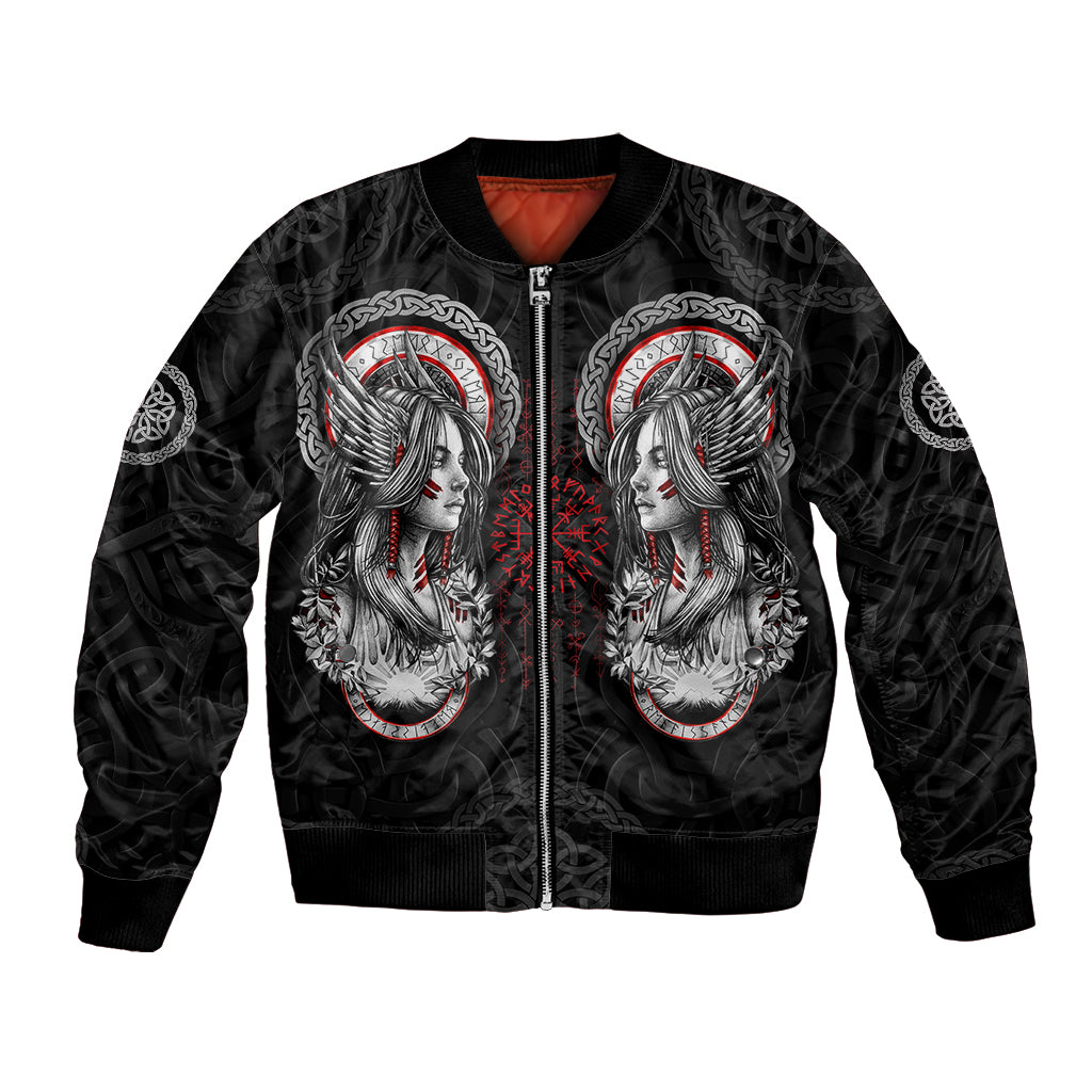 Viking Shieldmaiden Bomber Jacket with Viking Compass Vegvisir - Wonder Print Shop