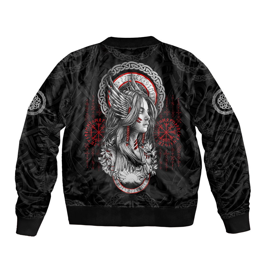 Viking Shieldmaiden Bomber Jacket with Viking Compass Vegvisir - Wonder Print Shop
