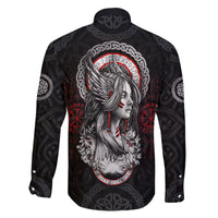 Viking Shieldmaiden Family Matching Long Sleeve Bodycon Dress and Hawaiian Shirt with Viking Compass Vegvisir - Wonder Print Shop