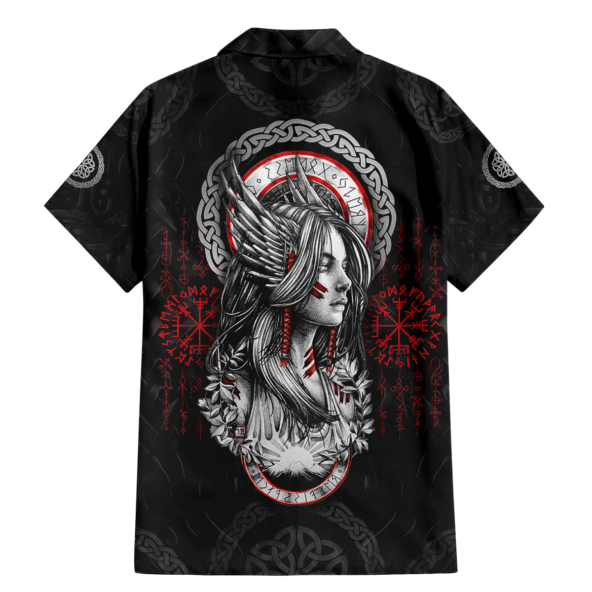 Viking Shieldmaiden Family Matching Mermaid Dress and Hawaiian Shirt with Viking Compass Vegvisir - Wonder Print Shop