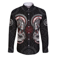Viking Shieldmaiden Family Matching Mermaid Dress and Hawaiian Shirt with Viking Compass Vegvisir - Wonder Print Shop