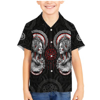 Viking Shieldmaiden Family Matching Mermaid Dress and Hawaiian Shirt with Viking Compass Vegvisir - Wonder Print Shop