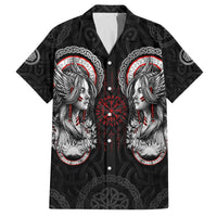 Viking Shieldmaiden Family Matching Off Shoulder Short Dress and Hawaiian Shirt with Viking Compass Vegvisir - Wonder Print Shop