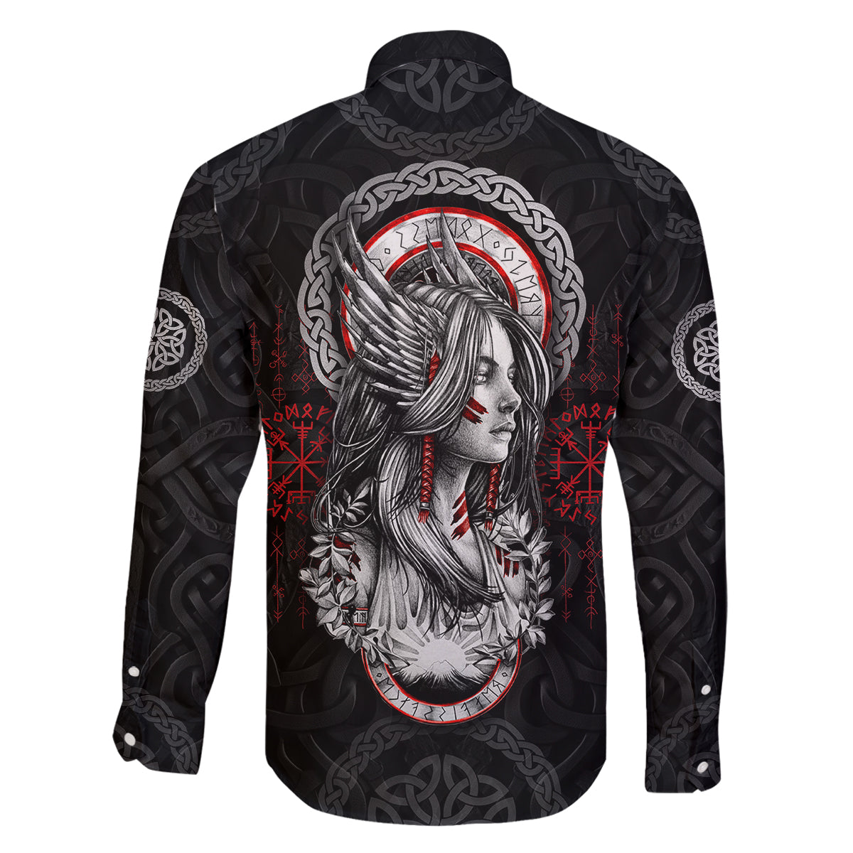 Viking Shieldmaiden Family Matching Off Shoulder Short Dress and Hawaiian Shirt with Viking Compass Vegvisir - Wonder Print Shop