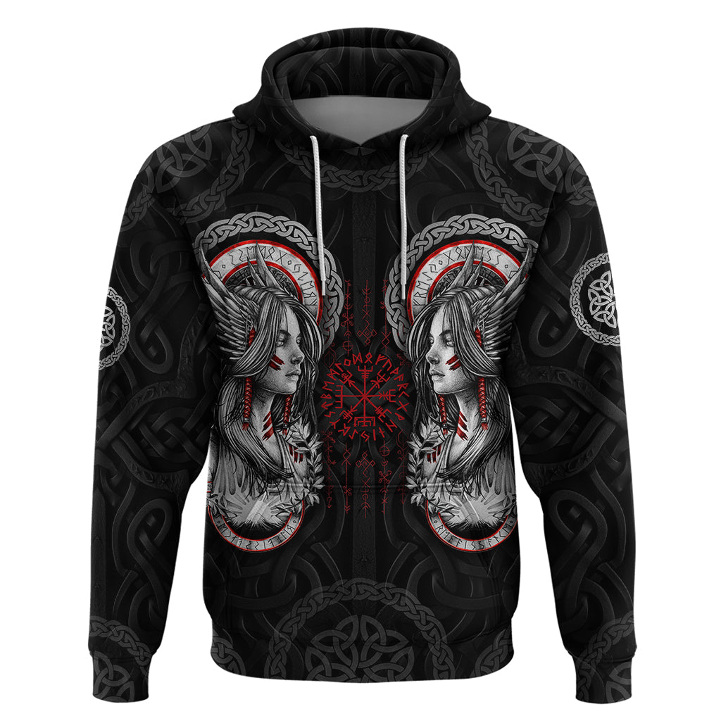 Viking Shieldmaiden Hoodie with Viking Compass Vegvisir - Wonder Print Shop