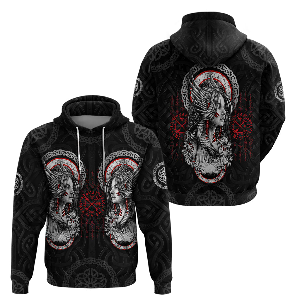 Viking Shieldmaiden Hoodie with Viking Compass Vegvisir - Wonder Print Shop