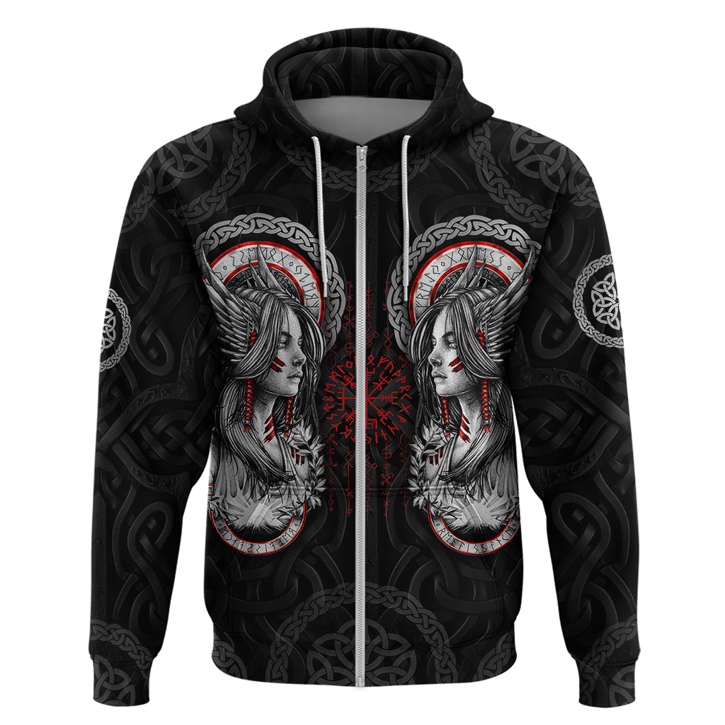 Viking Shieldmaiden Hoodie with Viking Compass Vegvisir - Wonder Print Shop