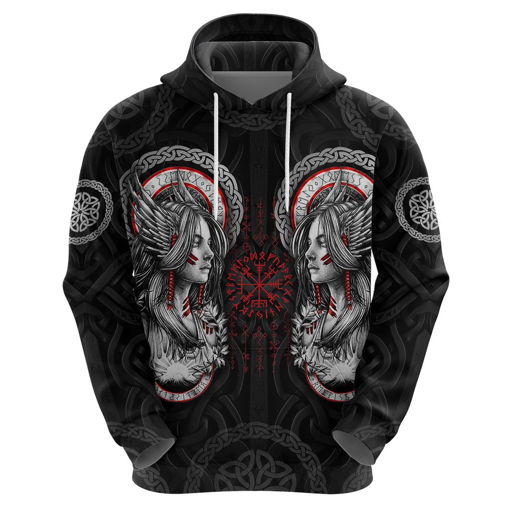 Viking Shieldmaiden Hoodie with Viking Compass Vegvisir - Wonder Print Shop