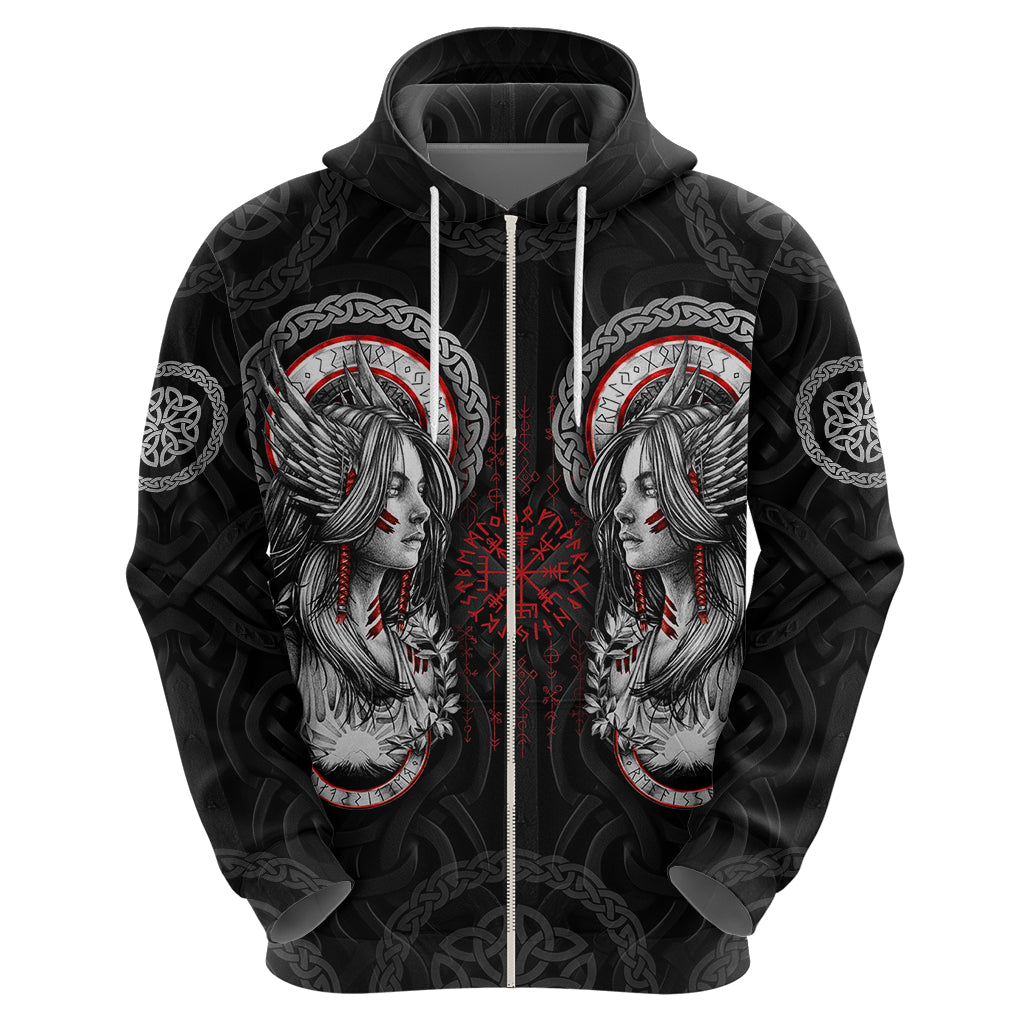 Viking Shieldmaiden Hoodie with Viking Compass Vegvisir - Wonder Print Shop