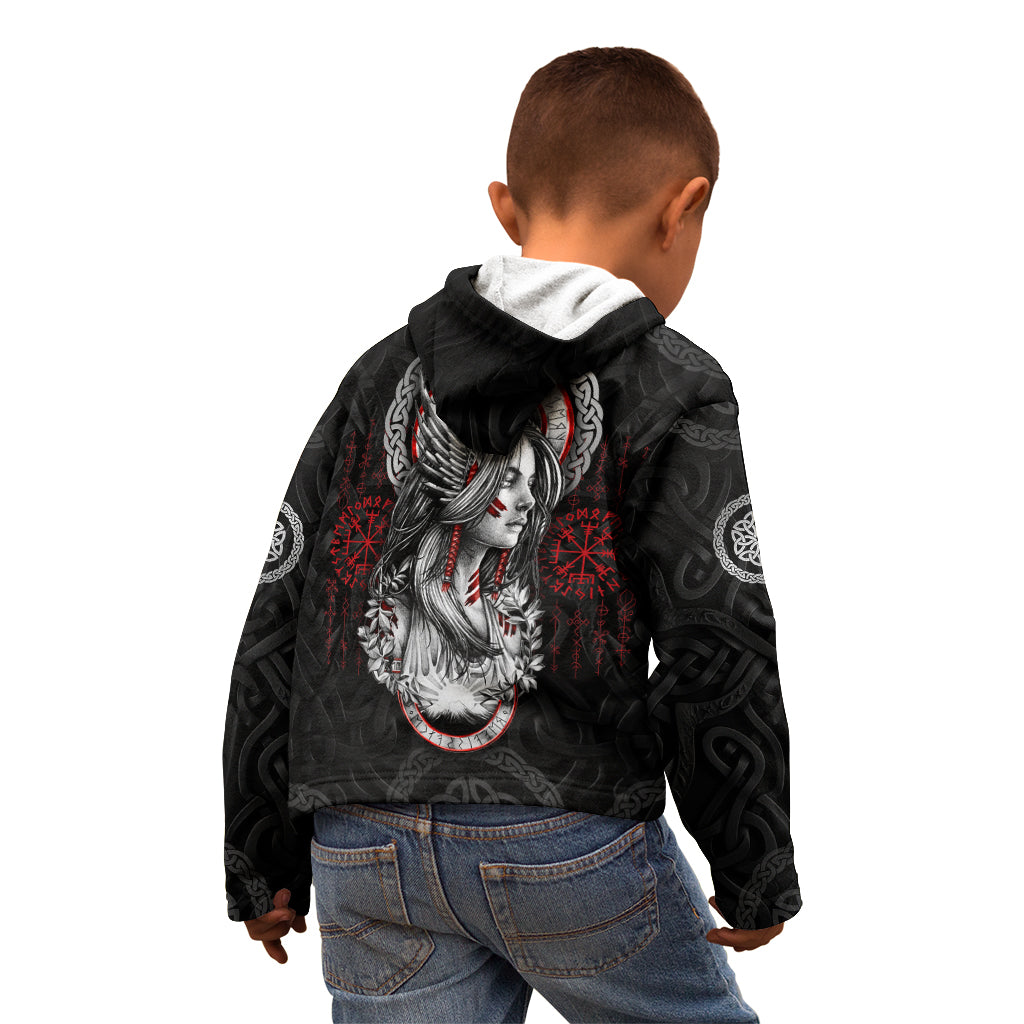 Viking Shieldmaiden Kid Hoodie with Viking Compass Vegvisir - Wonder Print Shop