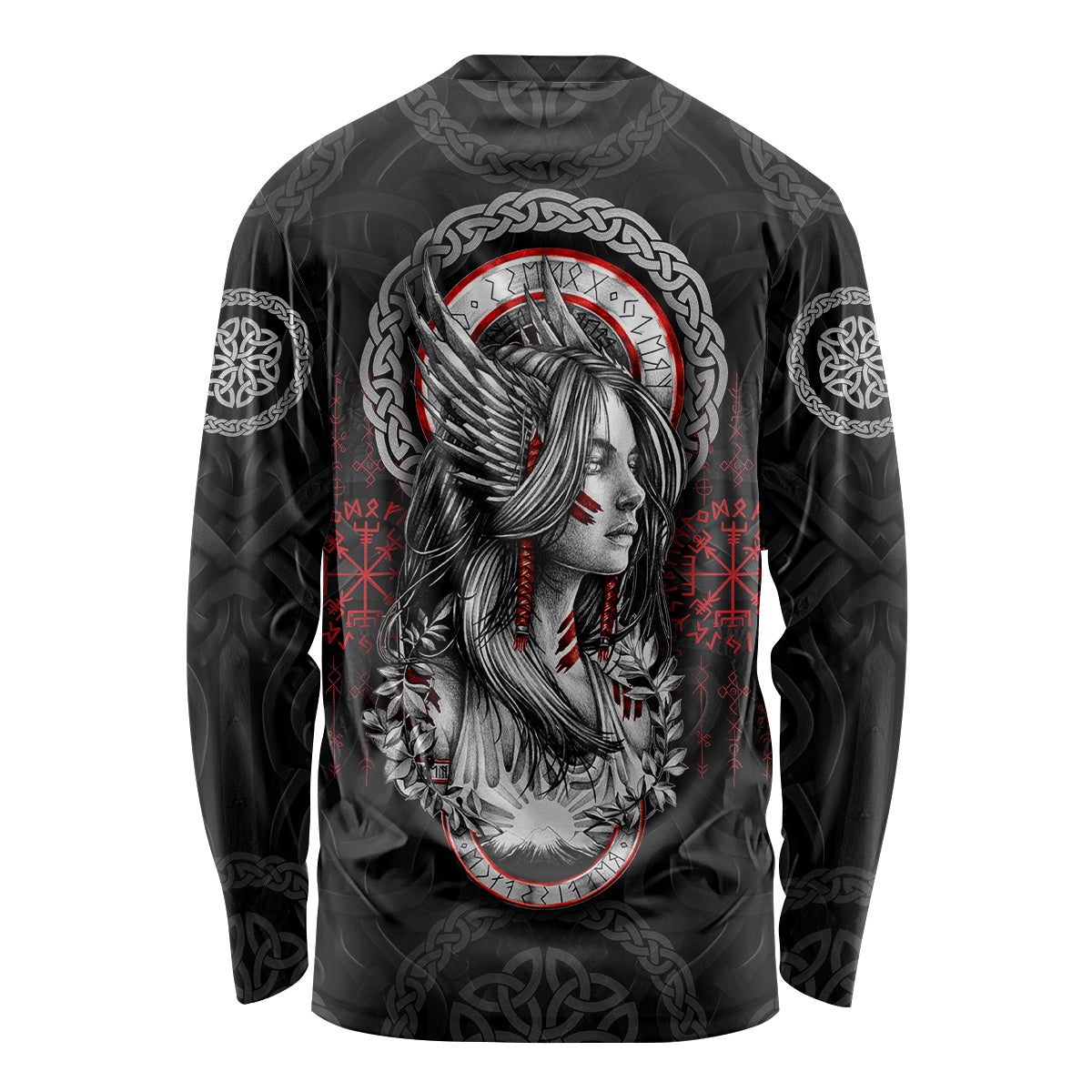 Viking Shieldmaiden Long Sleeve Shirt with Viking Compass Vegvisir - Wonder Print Shop