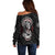 Viking Shieldmaiden Off Shoulder Sweater with Viking Compass Vegvisir - Wonder Print Shop