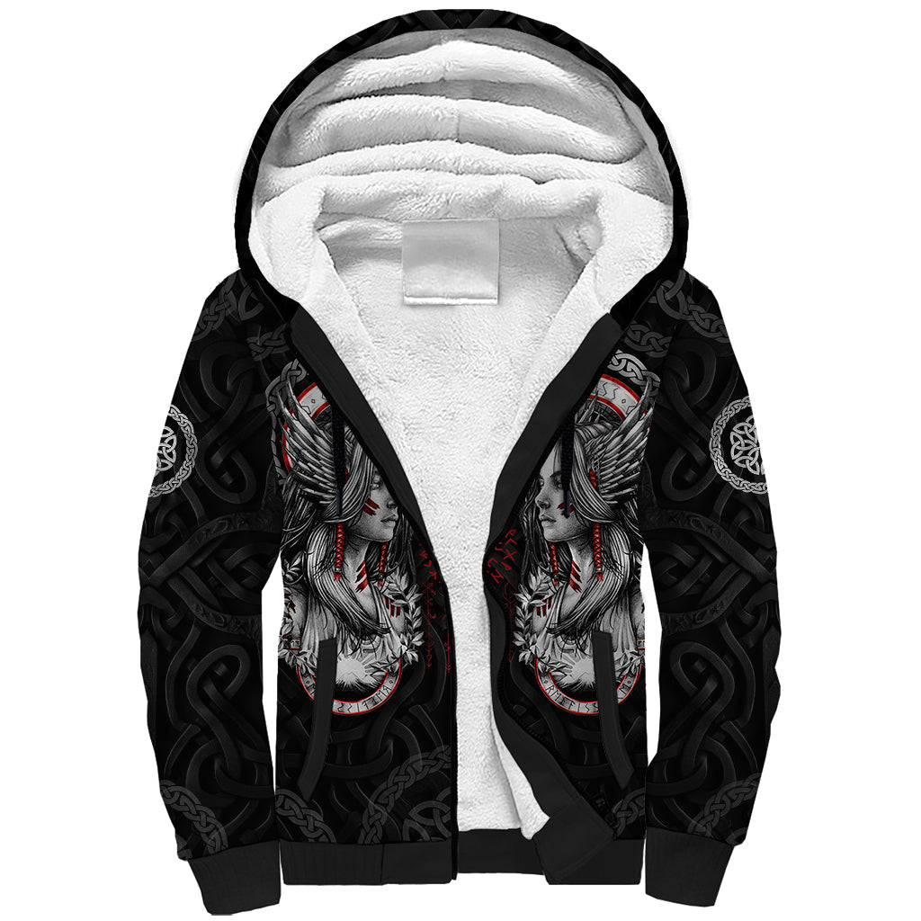 Viking Shieldmaiden Sherpa Hoodie with Viking Compass Vegvisir - Wonder Print Shop