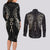 Viking Navigator Couples Matching Long Sleeve Bodycon Dress and Long Sleeve Button Shirts Odin's Wisdom in Symbols - Wonder Print Shop