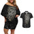 Viking Navigator Couples Matching Off Shoulder Short Dress and Hawaiian Shirt Odin's Wisdom in Symbols - Wonder Print Shop