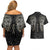Viking Navigator Couples Matching Off Shoulder Short Dress and Hawaiian Shirt Odin's Wisdom in Symbols - Wonder Print Shop