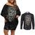 Viking Navigator Couples Matching Off Shoulder Short Dress and Long Sleeve Button Shirts Odin's Wisdom in Symbols - Wonder Print Shop