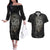 Viking Navigator Couples Matching Off The Shoulder Long Sleeve Dress and Hawaiian Shirt Odin's Wisdom in Symbols - Wonder Print Shop