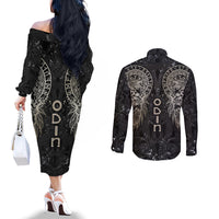 viking-navigator-couples-matching-off-the-shoulder-long-sleeve-dress-and-long-sleeve-button-shirts-odins-wisdom-in-symbols