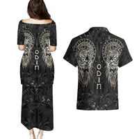 Viking Navigator Couples Matching Puletasi Dress and Hawaiian Shirt Odin's Wisdom in Symbols - Wonder Print Shop