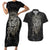Viking Navigator Couples Matching Short Sleeve Bodycon Dress and Hawaiian Shirt Odin's Wisdom in Symbols - Wonder Print Shop