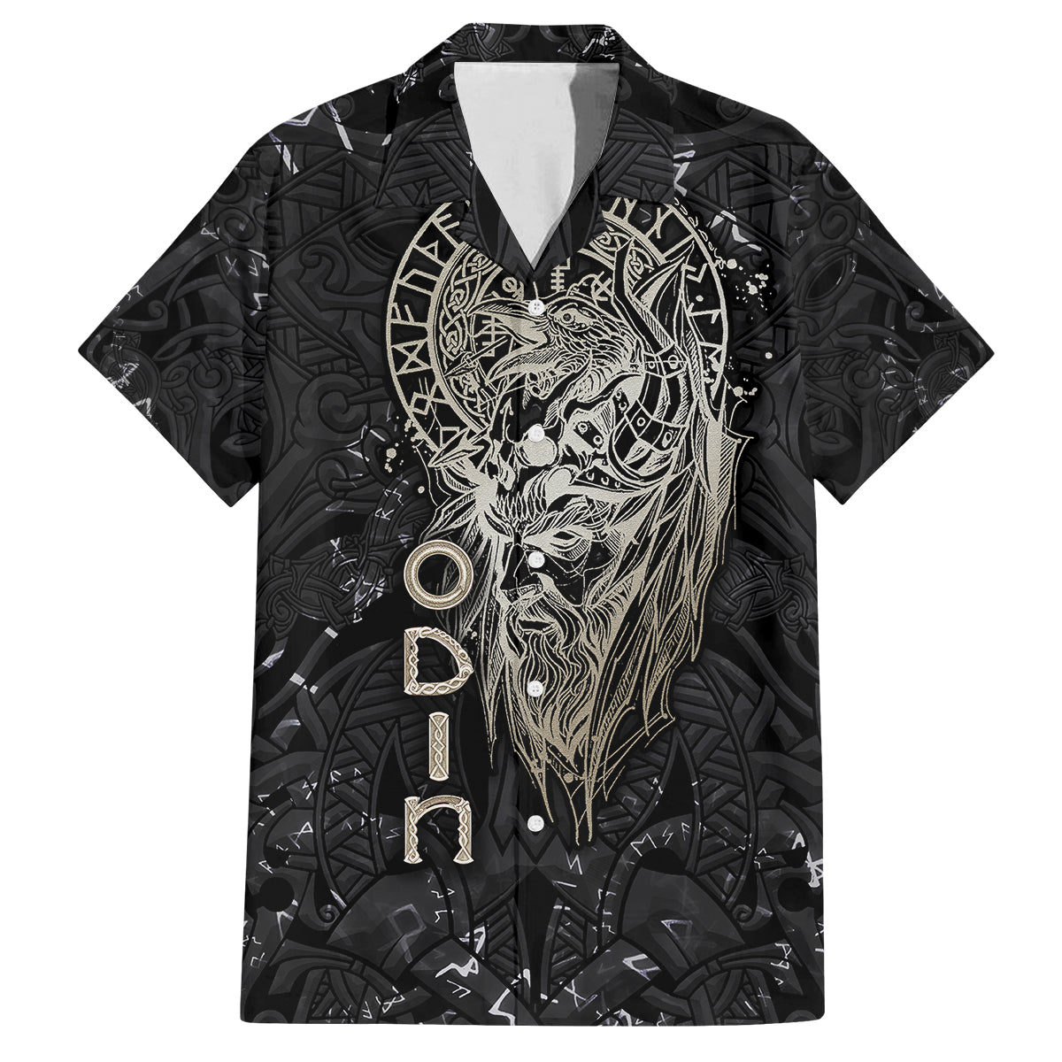 Viking Navigator Family Matching Long Sleeve Bodycon Dress and Hawaiian Shirt Odin's Wisdom in Symbols - Wonder Print Shop